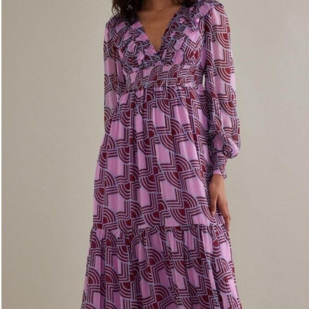 Anthropologie the Odetta Ruffled V-Neck Dress - Picture 5 of 16